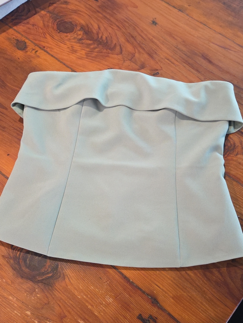 Express Strapless Sea Foam Green Top Large